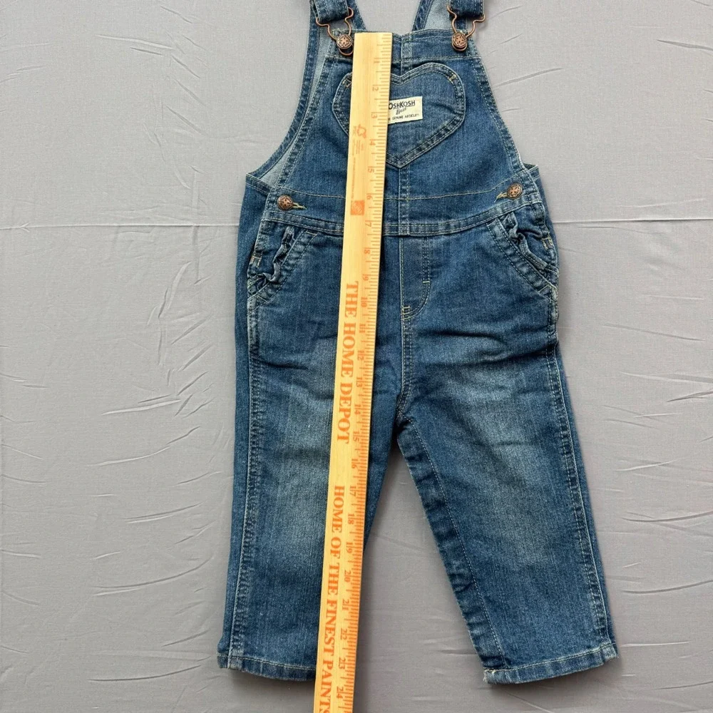 OshKosh Bgosh Baby‎ Girls Denim Heart Pocket Overalls Blue 18M